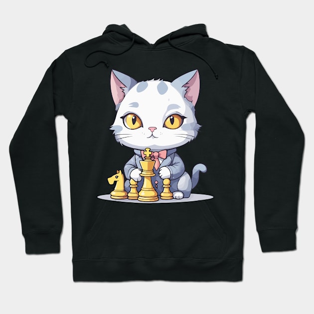 Chess Cat Hoodie by Rishirt